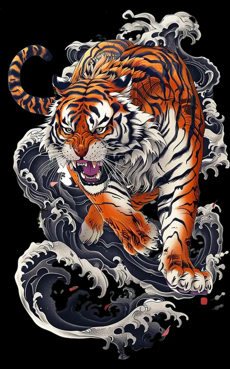 Full-color tiger design before separation